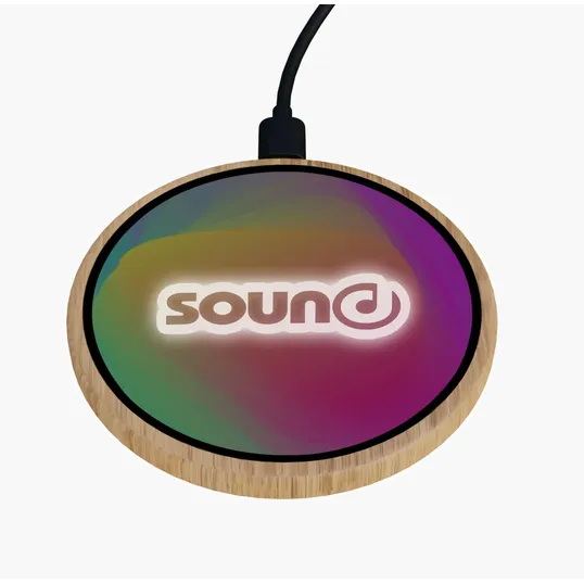 SCX Innovative Design™ Full-Color Bamboo 15W Wireless Charger — view 8