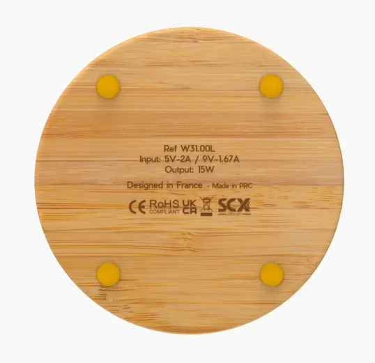 SCX Innovative Design™ Full-Color Bamboo 15W Wireless Charger — view 4