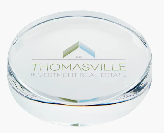JAFFA® Round Optical Crystal Paperweight — view 3