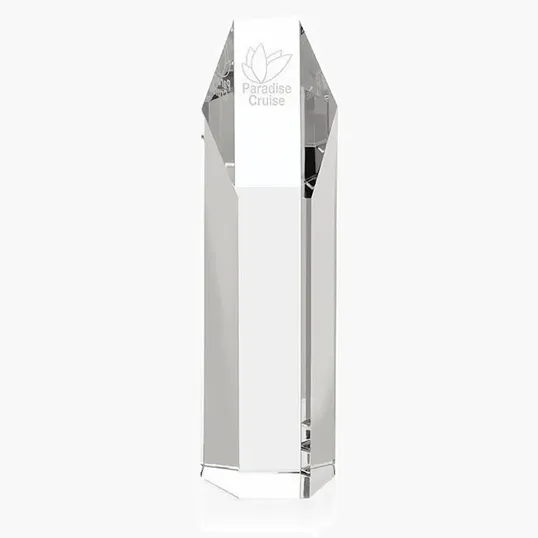 JAFFA® Hexagonal Optical Crystal Tower Award, 10" — view 3
