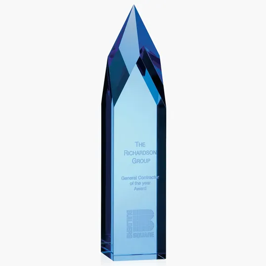 JAFFA® Ice Pillar Award, Blue Optical Crystal — view 3