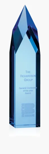 JAFFA® Ice Pillar Award, Blue Optical Crystal — view 2