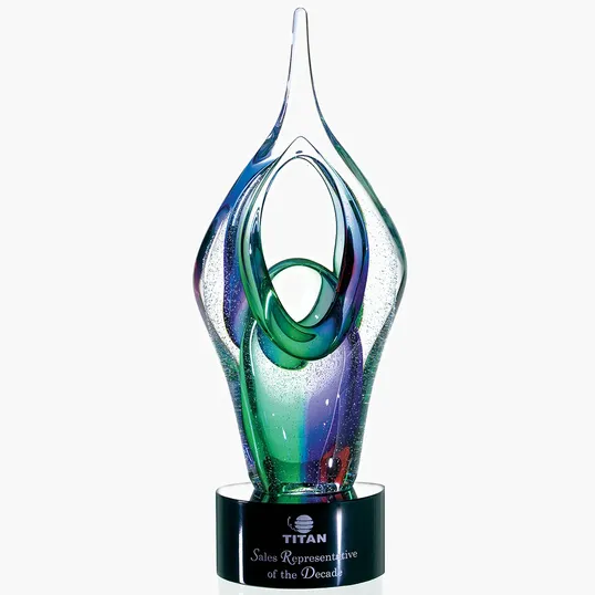 JAFFA® Kara Award, 24% Lead Crystal on Black Glass Base — view 3