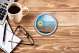 JAFFA® Radiant Leather Coaster with Brass-Plated Zinc Trim