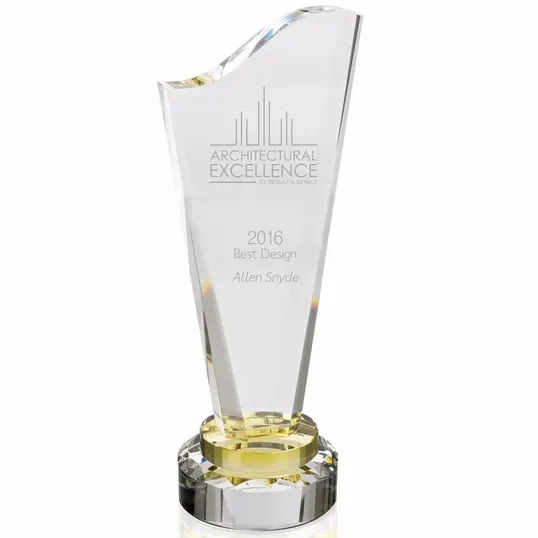 JAFFA® Canary Accent Optical Crystal Award — view 3