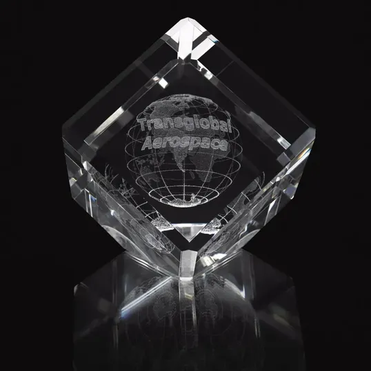 Universal Source® Large Slant Cube Optical Crystal Award