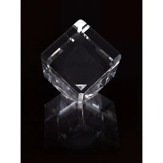Universal Source® Large Slant Cube Optical Crystal Award — view 2