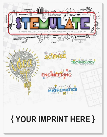 STEMulate Puzzle Book: Adult Coloring and Large Print Puzzles