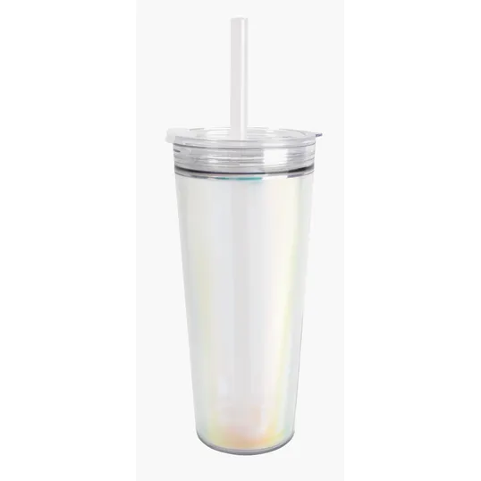 Glam RAS Tumbler, 24 oz. Double-Wall Acrylic Cup with Straw — view 10