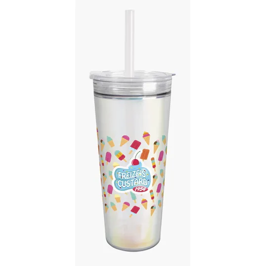 Glam RAS Tumbler, 24 oz. Double-Wall Acrylic Cup with Straw — view 25