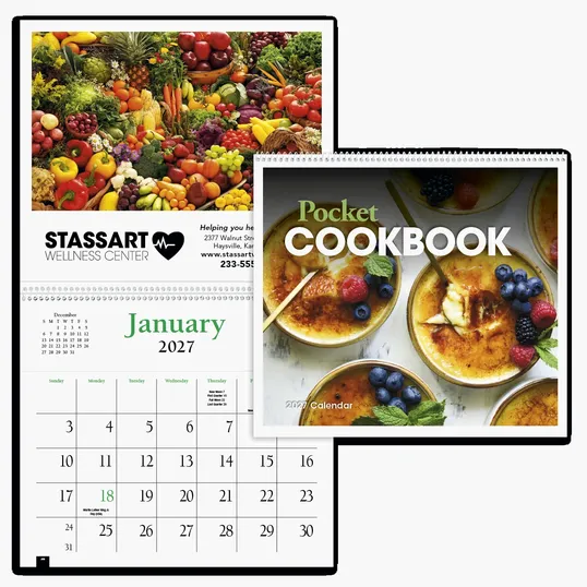 HotLine® Products Pocket Cookbook Calendar, 8 x 15.375 in.