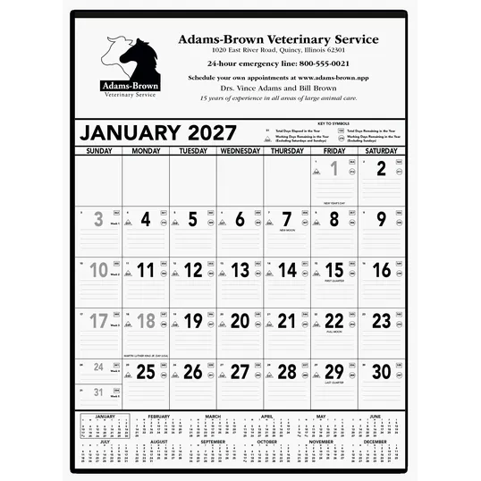 Triumph® Black & White Contractor Memo Calendar