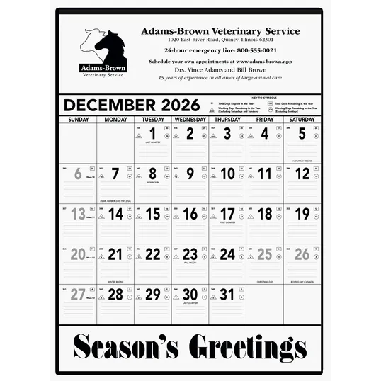 Triumph® Black & White Contractor Memo Calendar — view 2