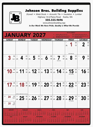 Triumph® Calendars Red & Black Contractor Memo Calendar