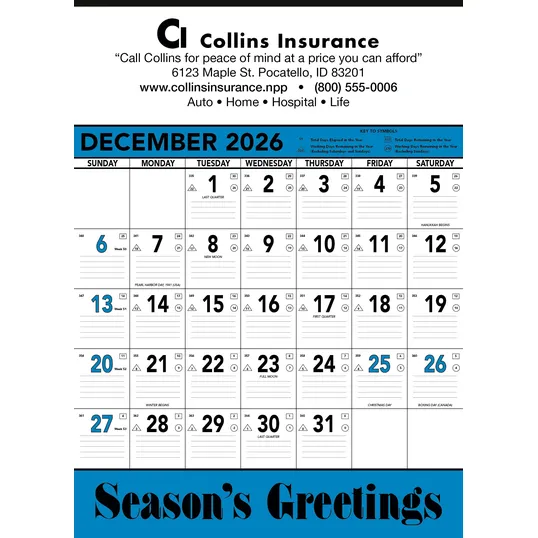 Triumph® Calendars Blue & Black Contractor Memo Calendar — view 4