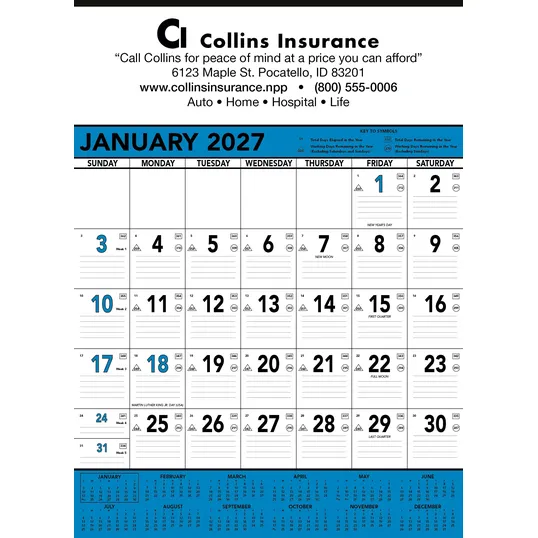 Triumph® Calendars Blue & Black Contractor Memo Calendar — view 5