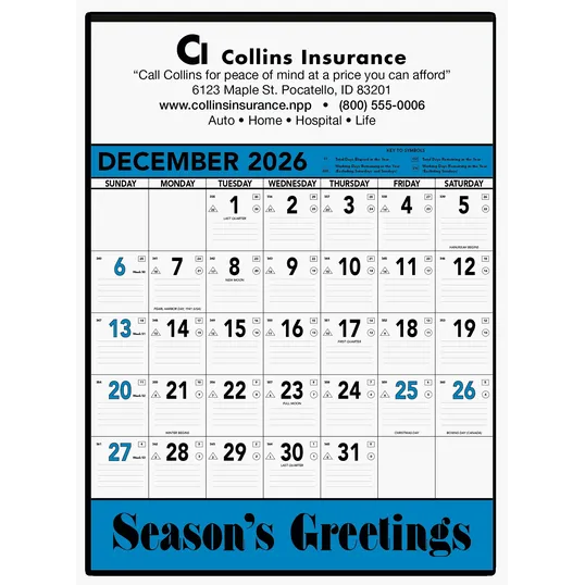 Triumph® Calendars Blue & Black Contractor Memo Calendar — view 2
