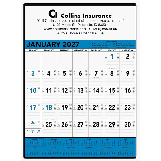 Triumph® Calendars Blue & Black Contractor Memo Calendar