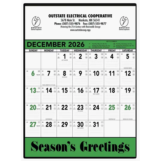 Triumph® Calendars Green & Black Contractor Memo Calendar — view 2