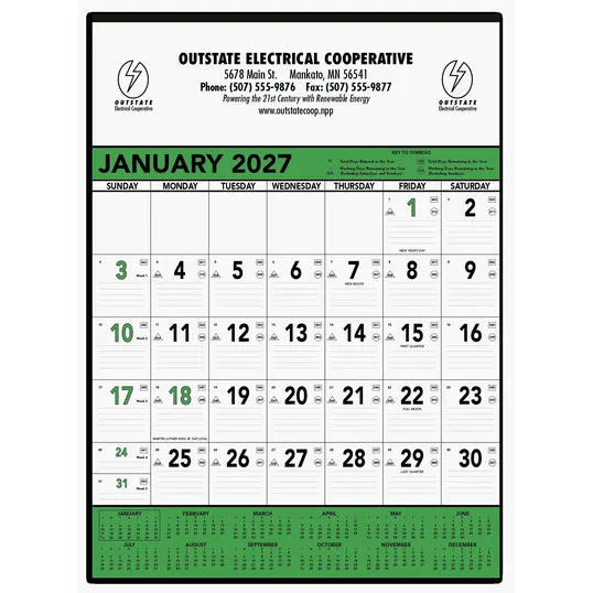 Triumph® Calendars Green & Black Contractor Memo Calendar