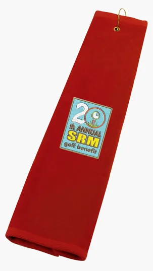 Golf Tri-Fold Towel with Metal Grommet and Hook — view 5