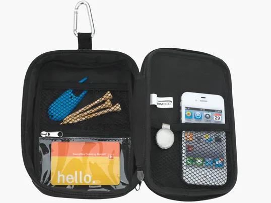 Valuables Zippered Pouch with Mesh Pockets and Carabiner — view 3