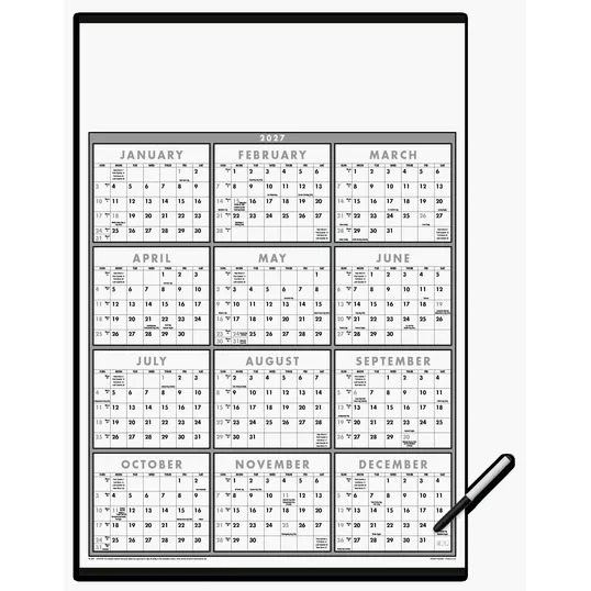 Triumph® Calendars Black & White Span-A-Year Laminated Wall Calendar with Marker — view 4