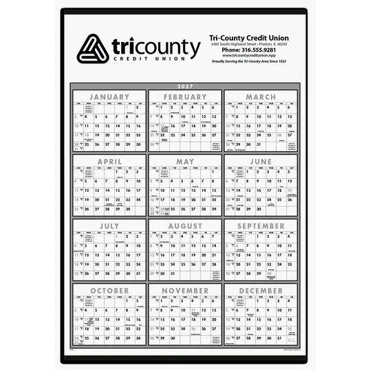 Triumph® Calendars Black & White Span-A-Year Non-Laminated Calendar