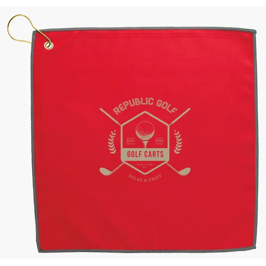 Good Value™ RPET Double Layer Golf Towel with Brass Grommet & Hook — view 14