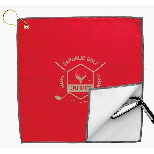 Good Value™ RPET Double Layer Golf Towel with Brass Grommet & Hook — view 15