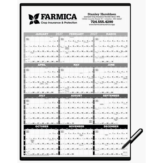 Triumph® Calendars Black & White Span-A-Year Laminated Wall Calendar with Marker