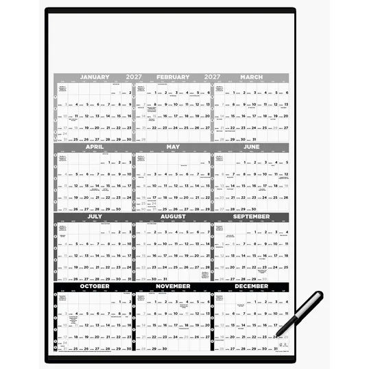 Triumph® Calendars Black & White Span-A-Year Laminated Wall Calendar with Marker — view 3