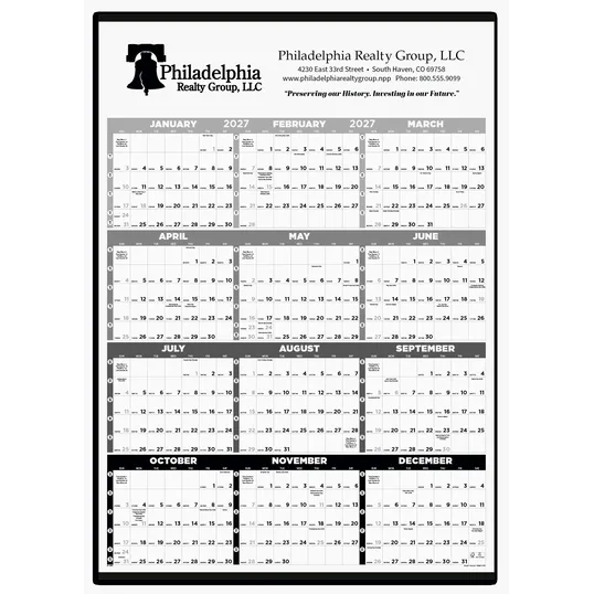 Triumph® Calendars Black & White Time Management Span-A-Year Non-Laminated Calendar