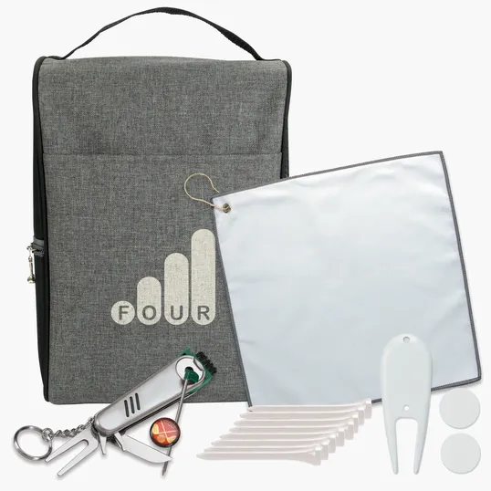 Heathered Golf Shoe Bag Kit with Towel, Tees and Divot Tool — view 11