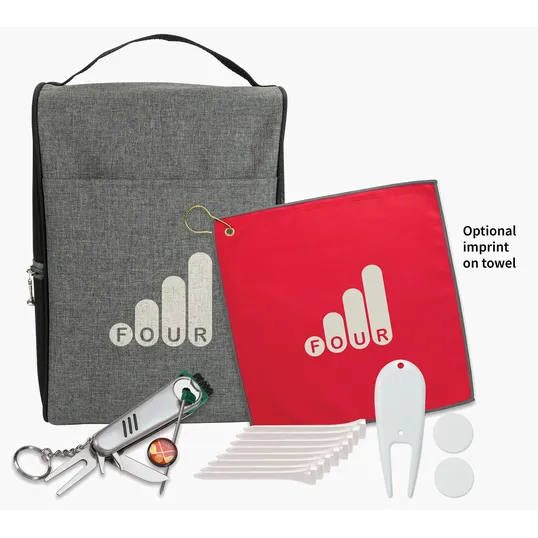 Heathered Golf Shoe Bag Kit with Towel, Tees and Divot Tool — view 12