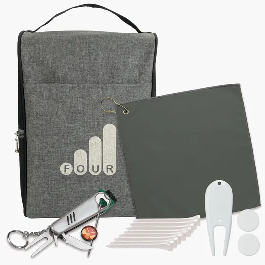 Heathered Golf Shoe Bag Kit with Towel, Tees and Divot Tool — view 8