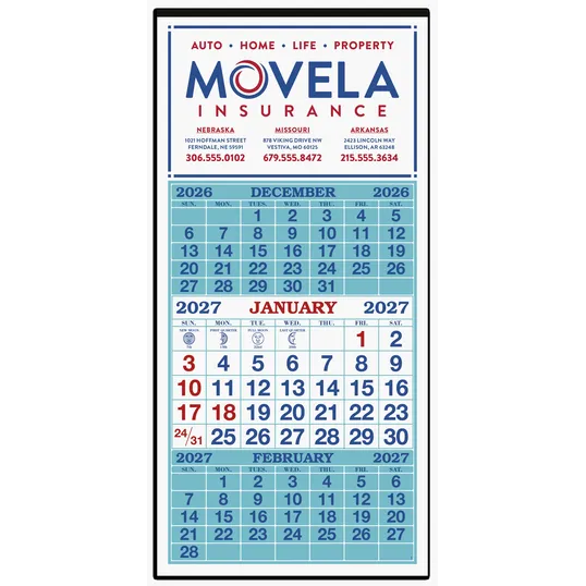 Skinner & Kennedy® 3-Month Display 12-Sheet Calendar