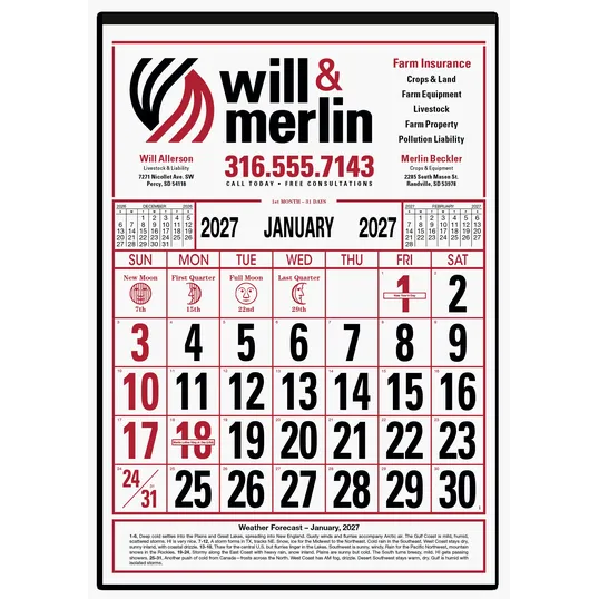 Skinner & Kennedy® Commercial 12-Sheet Calendar
