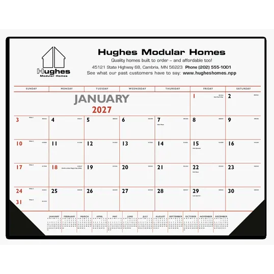 Triumph® Calendars Red & Black Desk Pad Calendar with Vinyl Corners