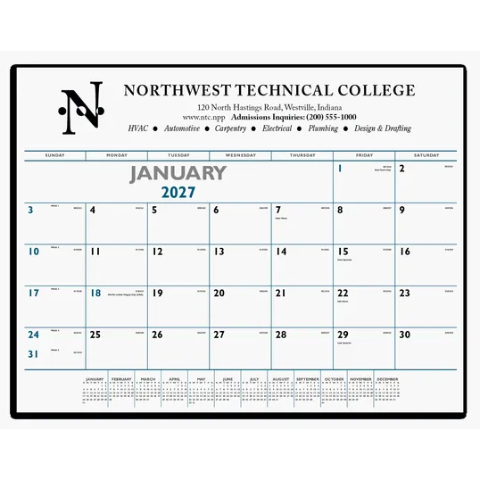 Triumph® Calendars Blue & Black Desk Pad, 22 x 17 in.