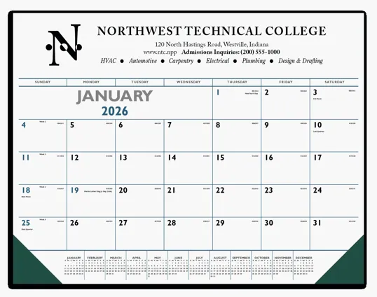Triumph® Calendars Blue & Black Desk Pad with Vinyl Corners — view 7