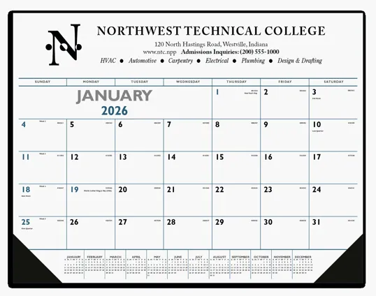 Triumph® Calendars Blue & Black Desk Pad with Vinyl Corners — view 4