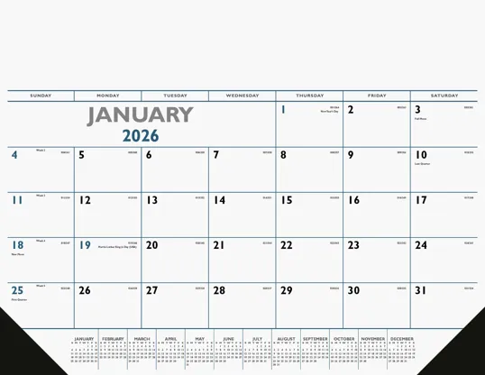 Triumph® Calendars Blue & Black Desk Pad with Vinyl Corners — view 5