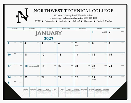 Triumph® Calendars Blue & Black Desk Pad with Vinyl Corners — view 2