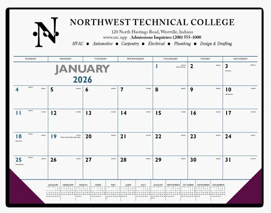 Triumph® Calendars Blue & Black Desk Pad with Vinyl Corners — view 6