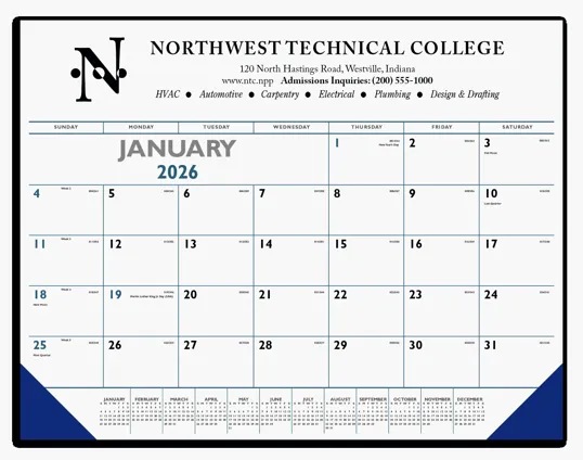 Triumph® Calendars Blue & Black Desk Pad with Vinyl Corners — view 10
