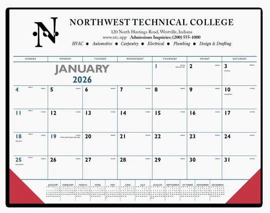 Triumph® Calendars Blue & Black Desk Pad with Vinyl Corners — view 9