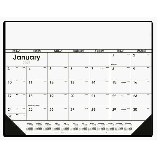 Triumph® Calendars Black & White Desk Pad Calendar with Vinyl Corners — view 2