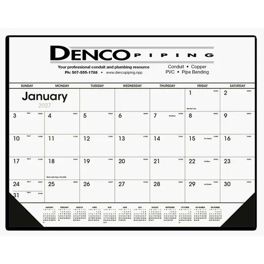Triumph® Calendars Black & White Desk Pad Calendar with Vinyl Corners