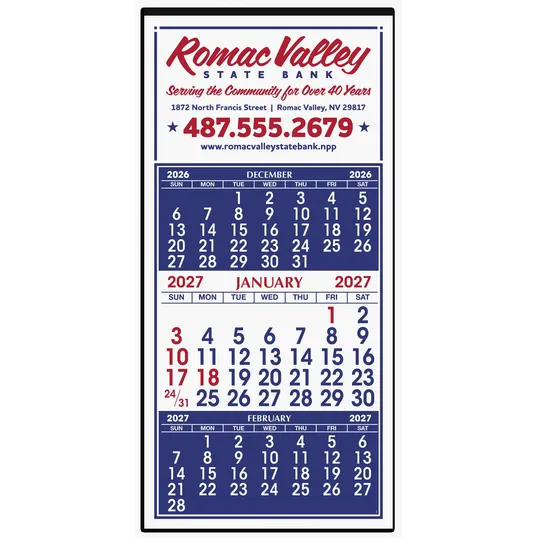 Skinner & Kennedy® 3-Month Display 12-Sheet Calendar